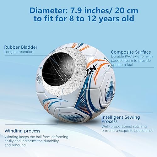 Miniatura 5 de Balón de fútbol juvenil tamaño 4, para niños, para jugar al aire libre, práctica, pelota de fútbol para adolescentes, niños y niñas, para interiores