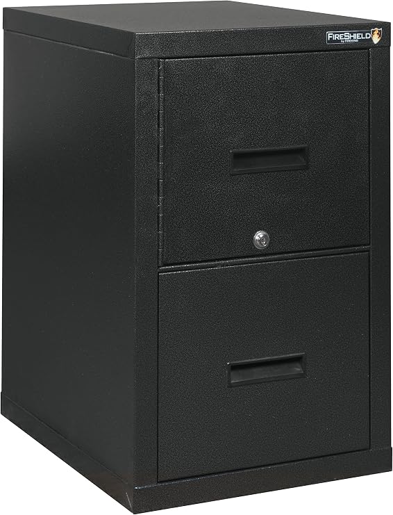 FireKing FireShield 22 D Vertical 1-Drawer File Cabinet and Safe, Metal, Black Stone