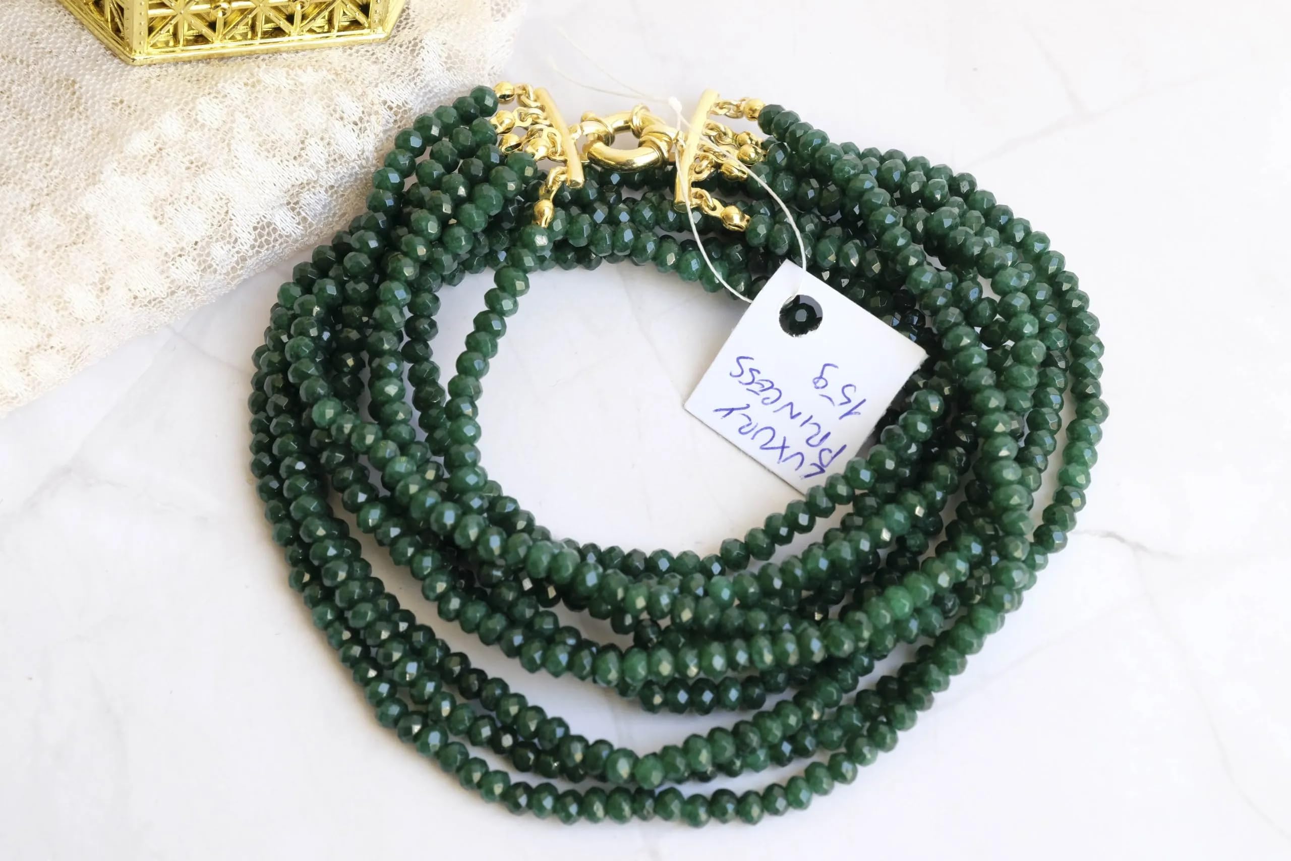 Generico Collana multifilo, radice di Smeraldo e argento 925