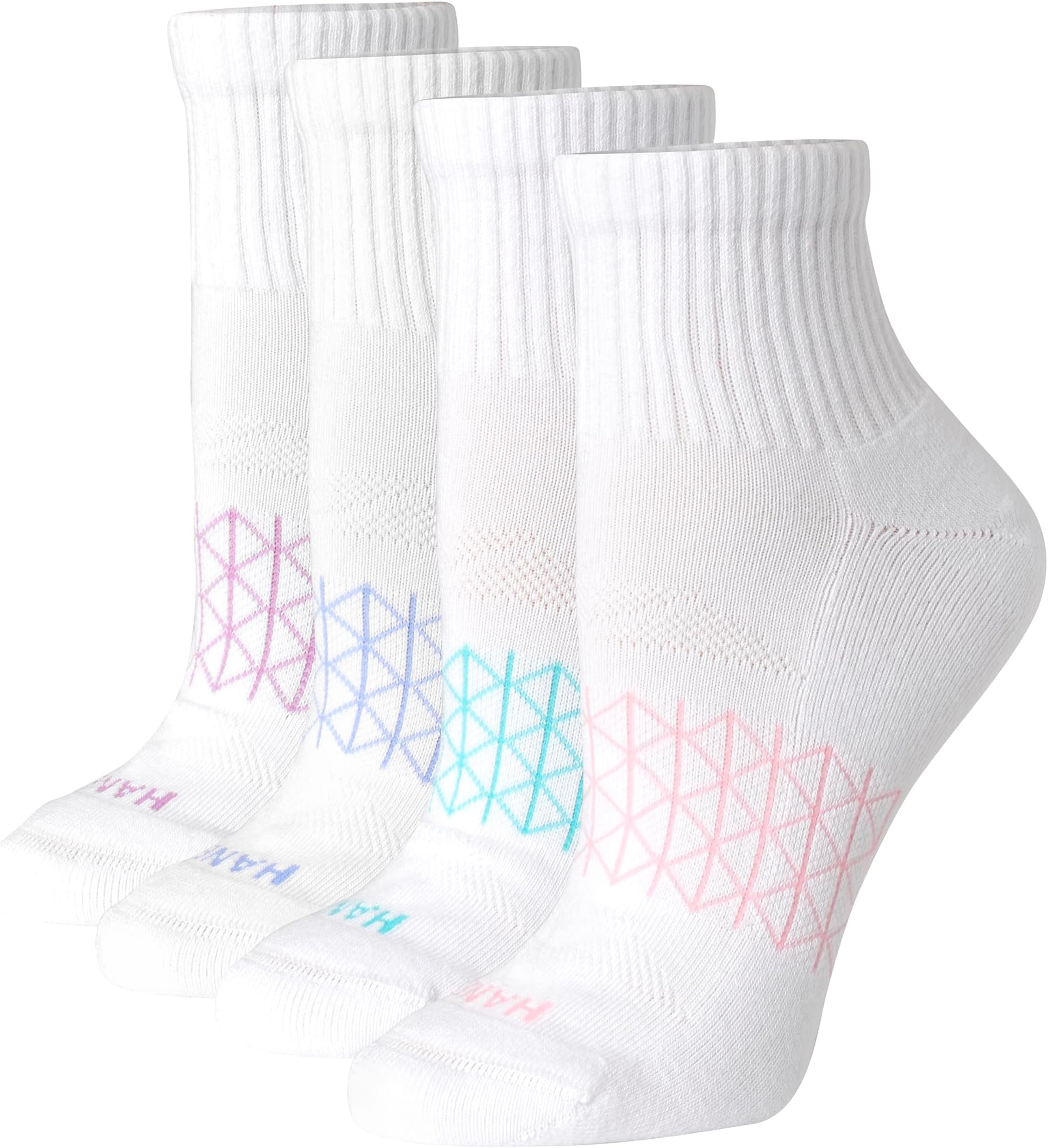 Women's Cushioned Ankle Socks, Absolute Active Ankle Socks for Women, Seamless Toe, 4-prs