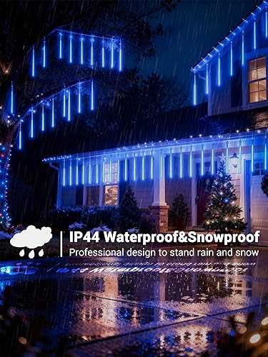 Miniatura 6 de Flacchi Luces de carámbano de lluvia de meteoritos  5 tubos de 20 pulgadas cada uno 270 luces LED de gota de lluvia en cascada, temporizador al aire