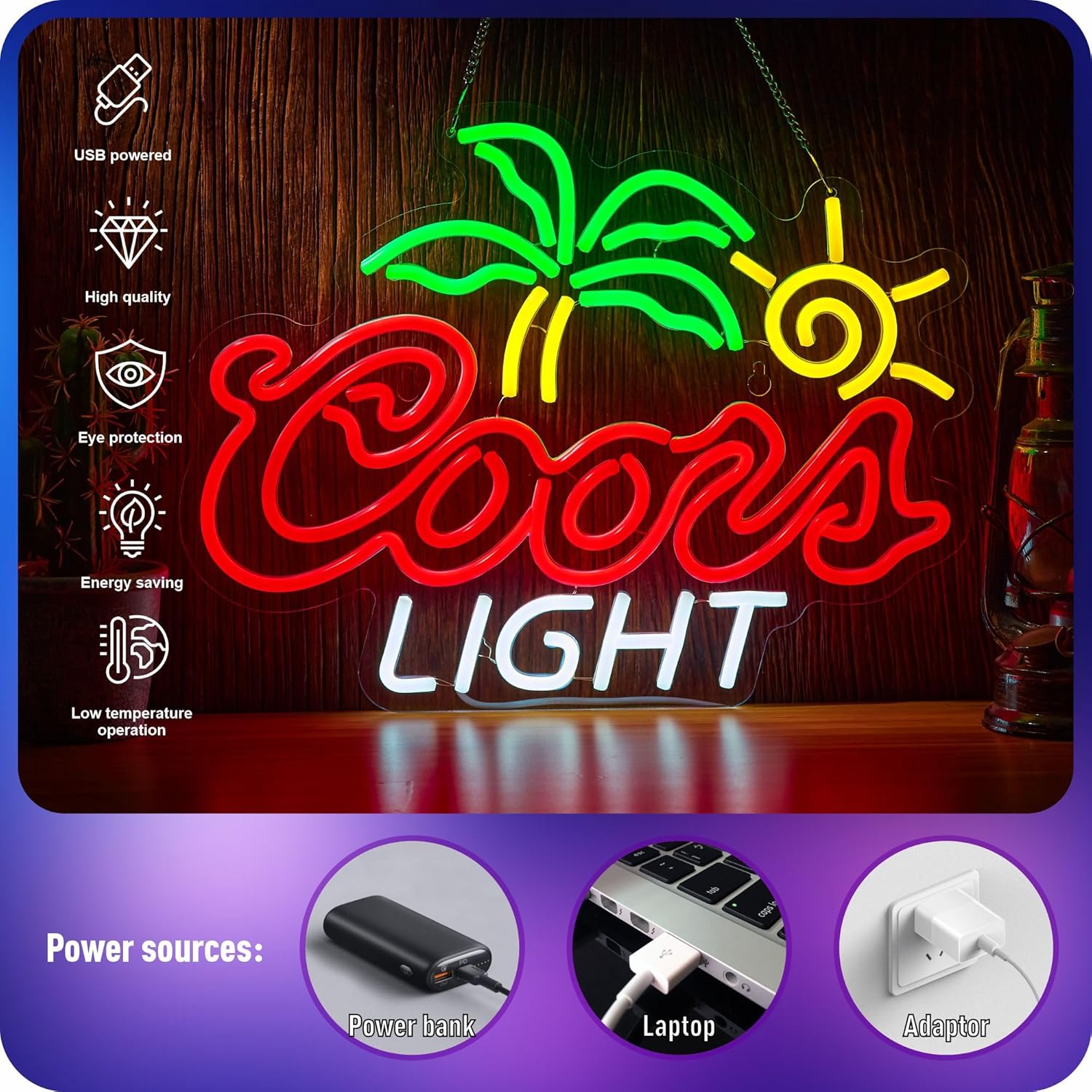 Plam Tree Crs Light Neon Signs for Wall Decor Beer LED Lights for Man Cave Bar Signs with Dimmer for Bar Pub Restaurant Store Party Gift Led Art Wall Decor, 5V USB Powered , 17*13 Inch (Red green yellow)