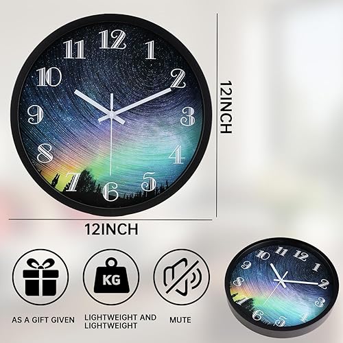 Miniatura 3 de Reloj de pared, moderno reloj de pared redondo de 12 pulgadas, reloj de pared silencioso de cuarzo de calidad, relojes de pared decorativos para