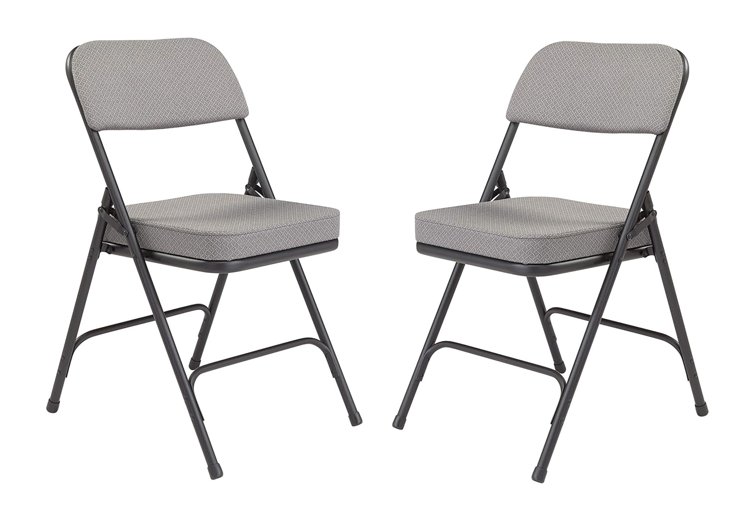 Super Sale 🛒 National Public Seating 3200 Series Steel Frame Upholstered Premium Fabric Seat and Back Folding Chair with Double Brace, 300 lbs Capacity, Charcoal Gray/Black (Carton of 2)