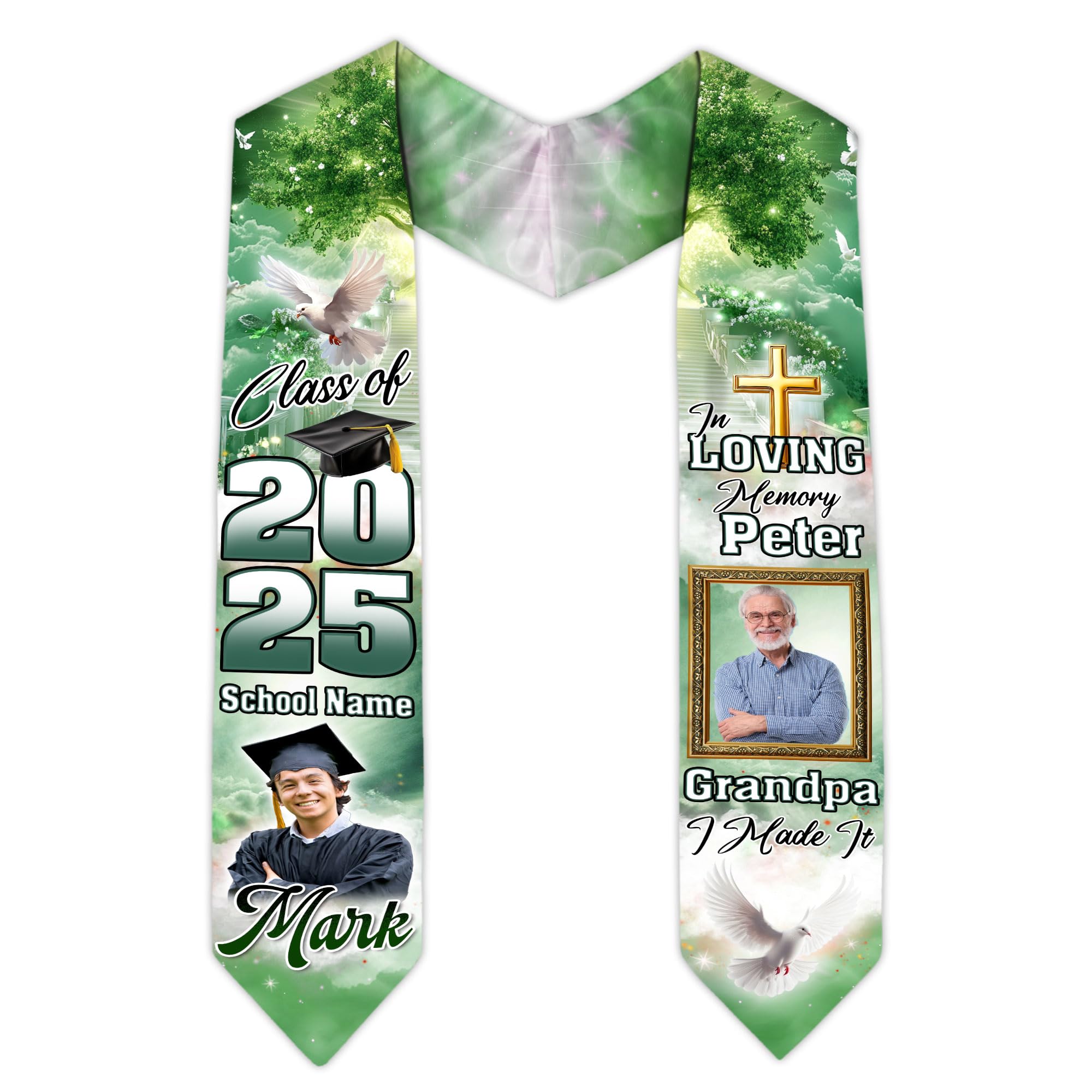 MonkeyVan Custom Memorial Graduation Sash 2025, Personalized Memorial Graduation Stole, Custom Graduation Sash with Tribute S218