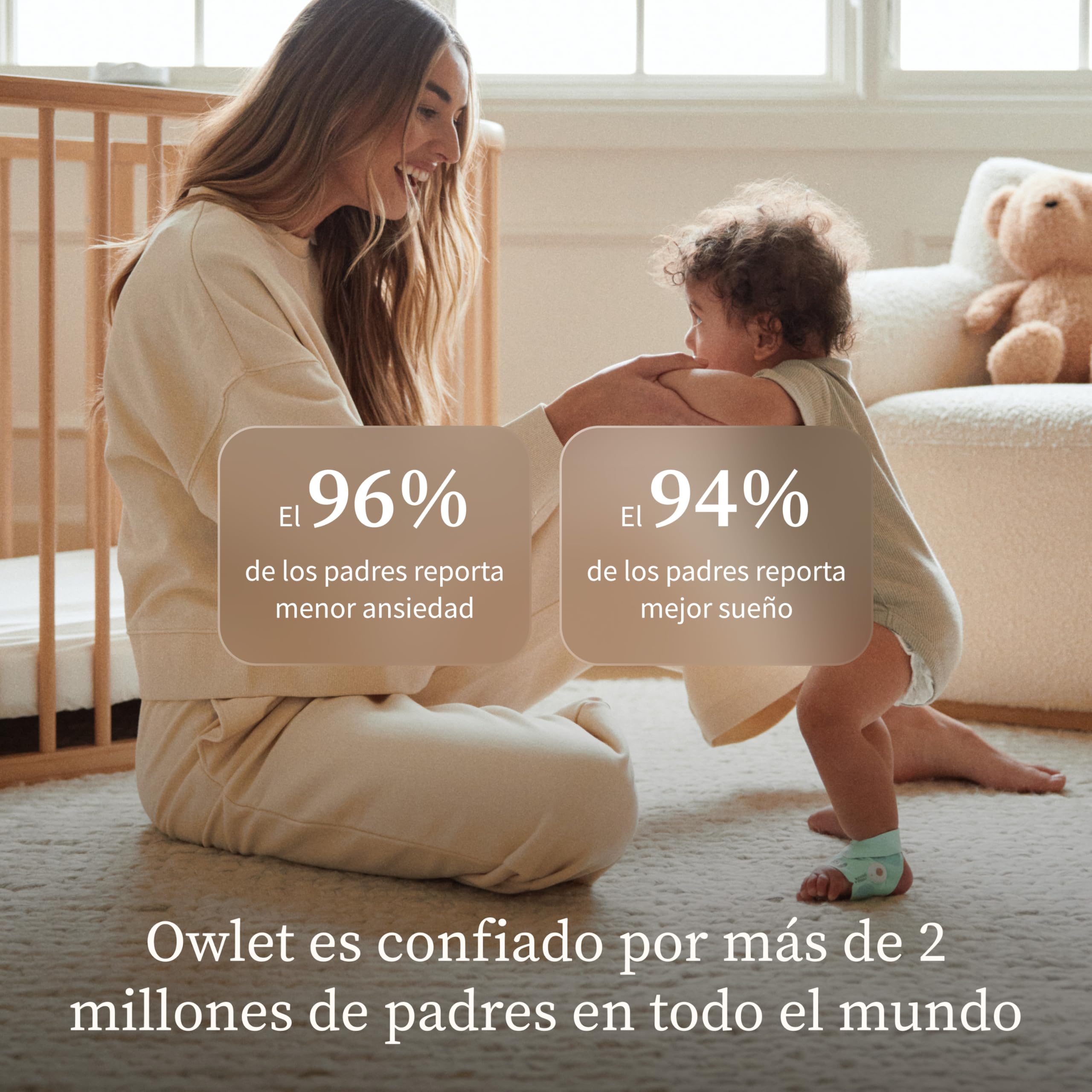 Owlet Dream Duo 3 Dusty Rose - Dream Sock + Dream Sight - Sistema inteligente de monitorización de la salud del bebé