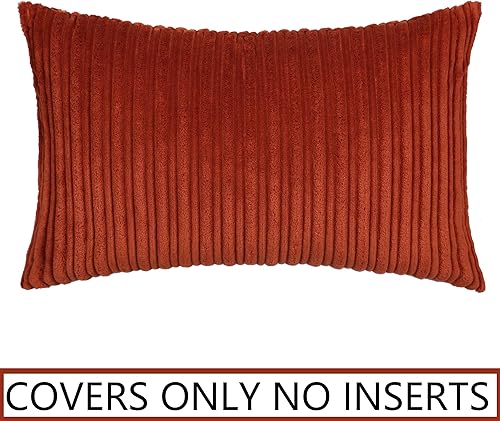 Miniatura 673 de UGASA - Juego de 2 fundas de almohada de terciopelo a rayas, funda decorativa para cojín con cremallera oculta para el hogar, sofá, dormitorio,