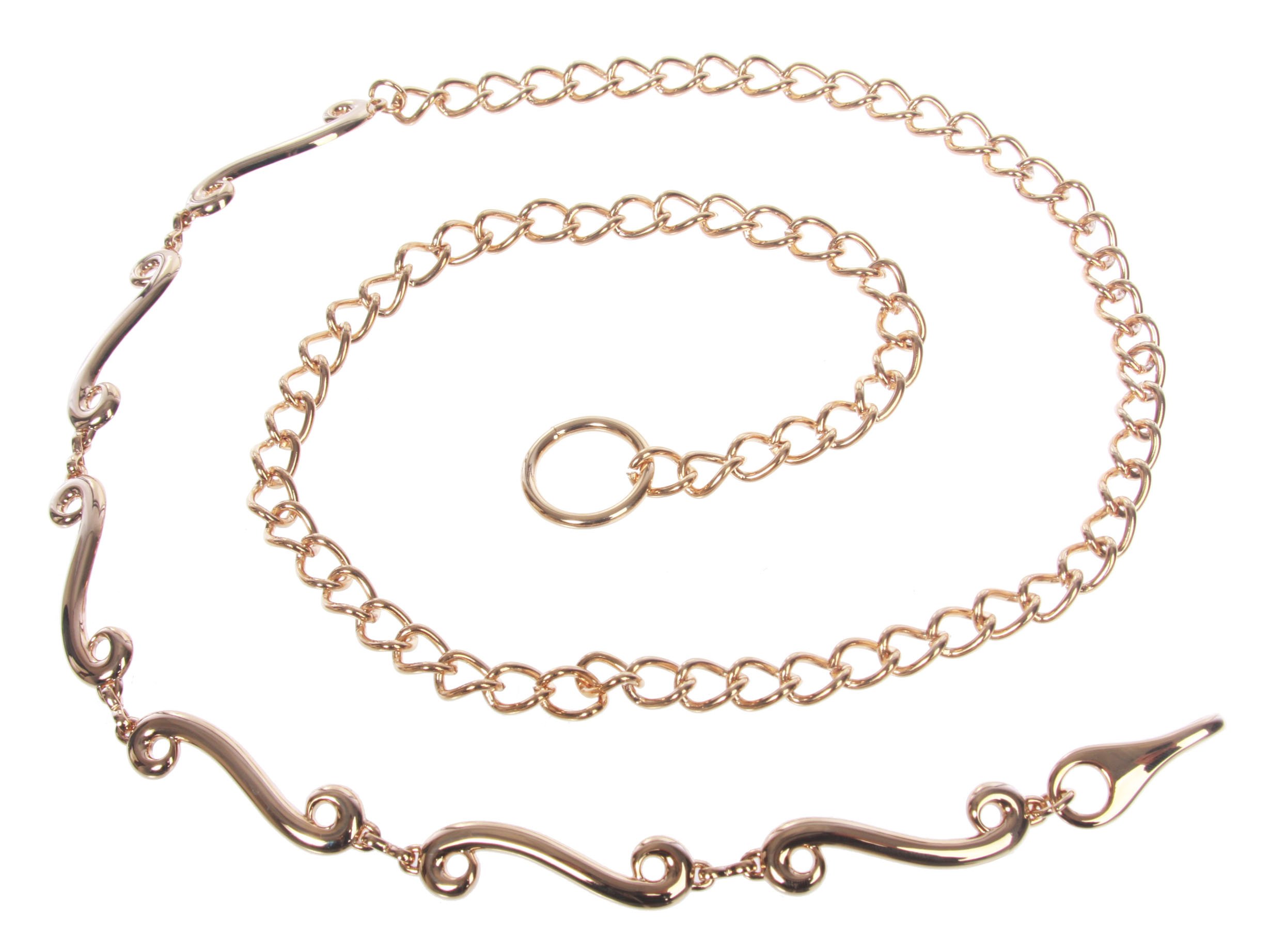Women's Skinny Fashion Metal Chain Belt, Gold | O/S - 39 End To End