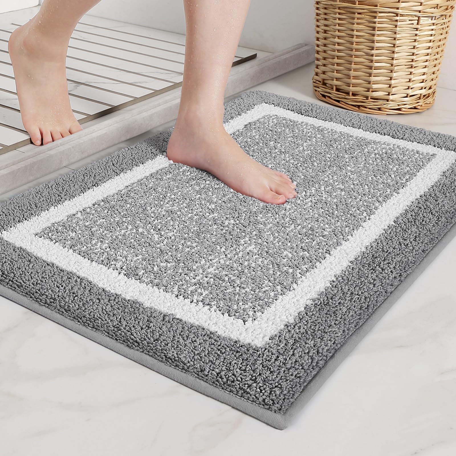 OLANLY Ombre Bath Rugs and Toilet Rugs UShaped, Bath Rug