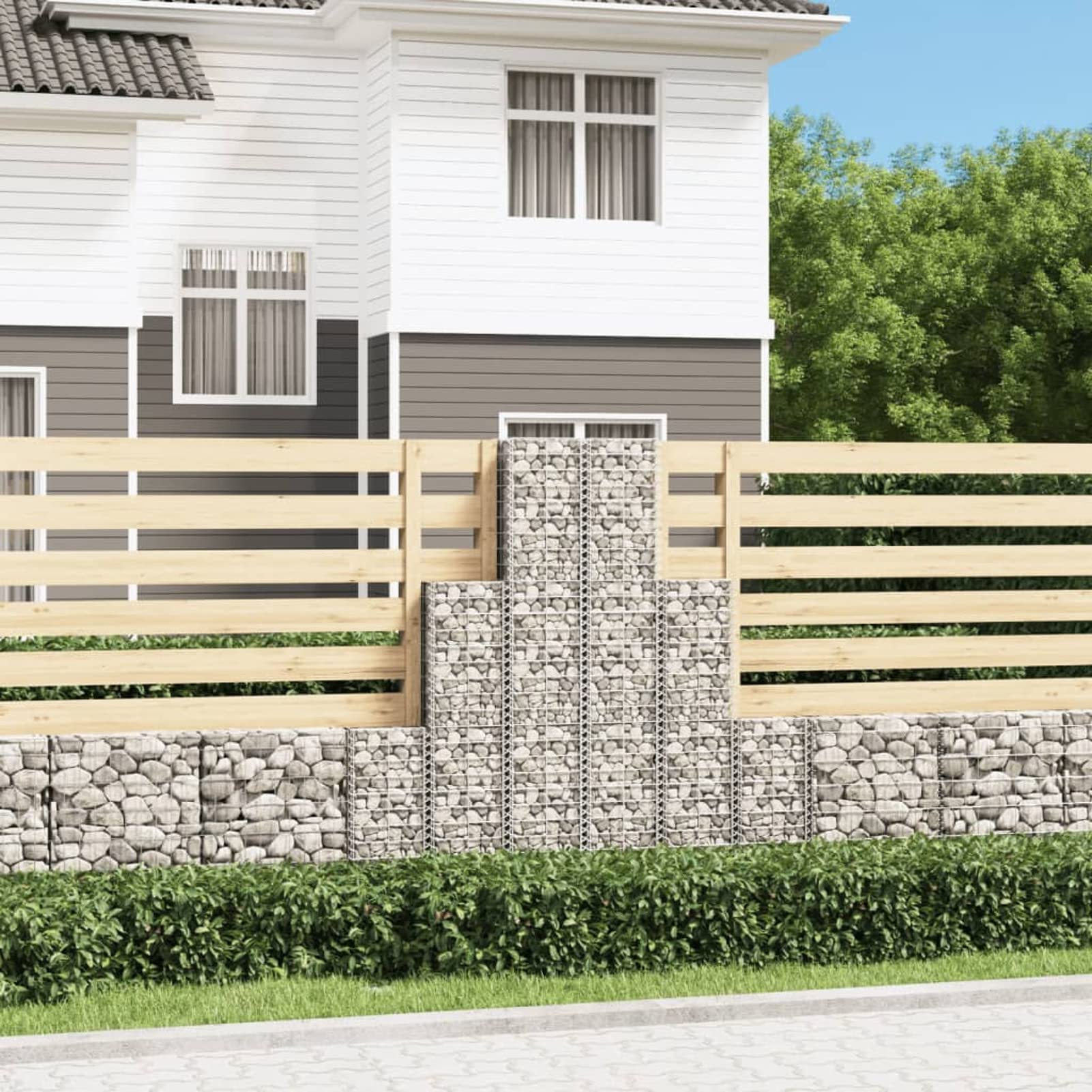 6 Piece Gabion Set Galvanised Wire,Gabion Baskets Gabion Stones Gabion Wire Mesh Gabion Cages Retaining Wall Garden Wire Pot Cage Fence Privacy