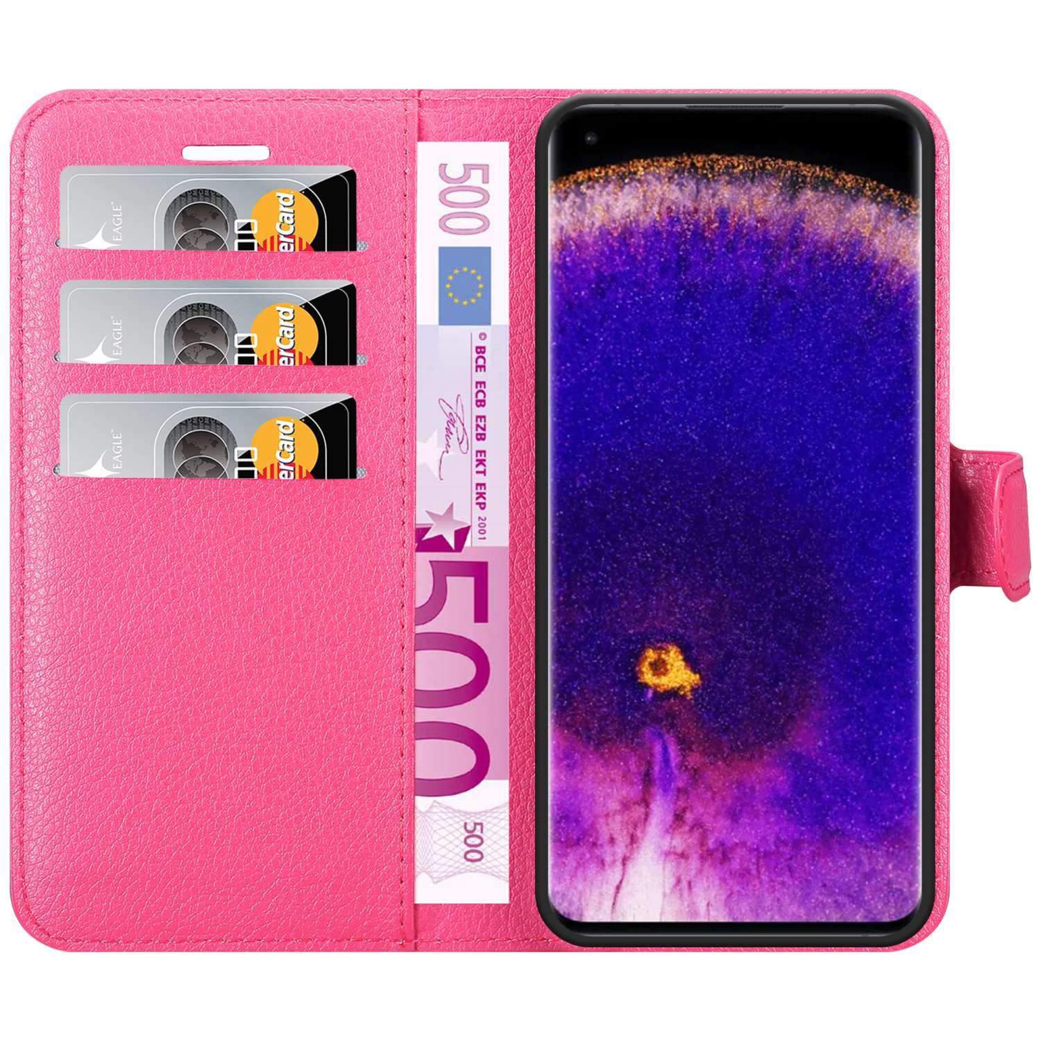 Custodia Cadorabo Per Oppo Find X5 Pro, Rossa, A Libro Con Chiusura Magnetica E Porta Carte