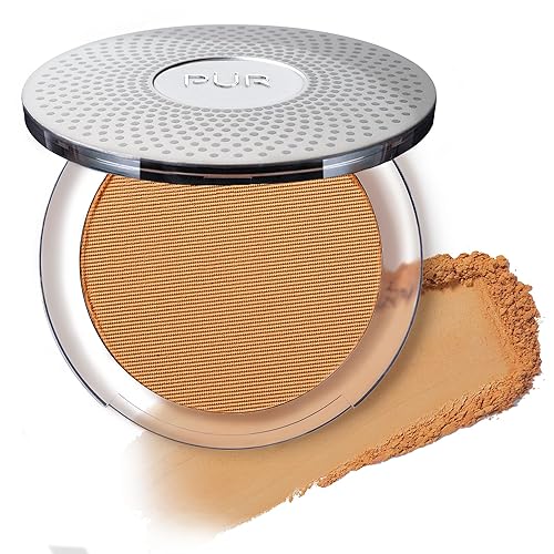 PÜR Beauty - Base de maquillaje mineral prensado 4 en 1 SPF 15 con corrector y polvo de acabado, base de cobertura media a completa, polvo a base de