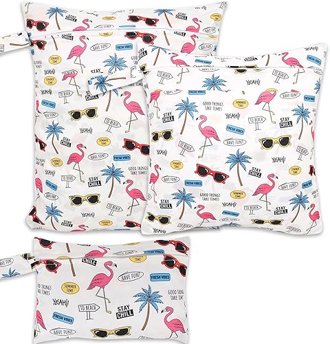 Miniatura 18 de 3 bolsas para pañales de tela para bebé, impermeables, reutilizables, con 2 bolsillos con cremallera y asa, bolsas de lavandería lavables