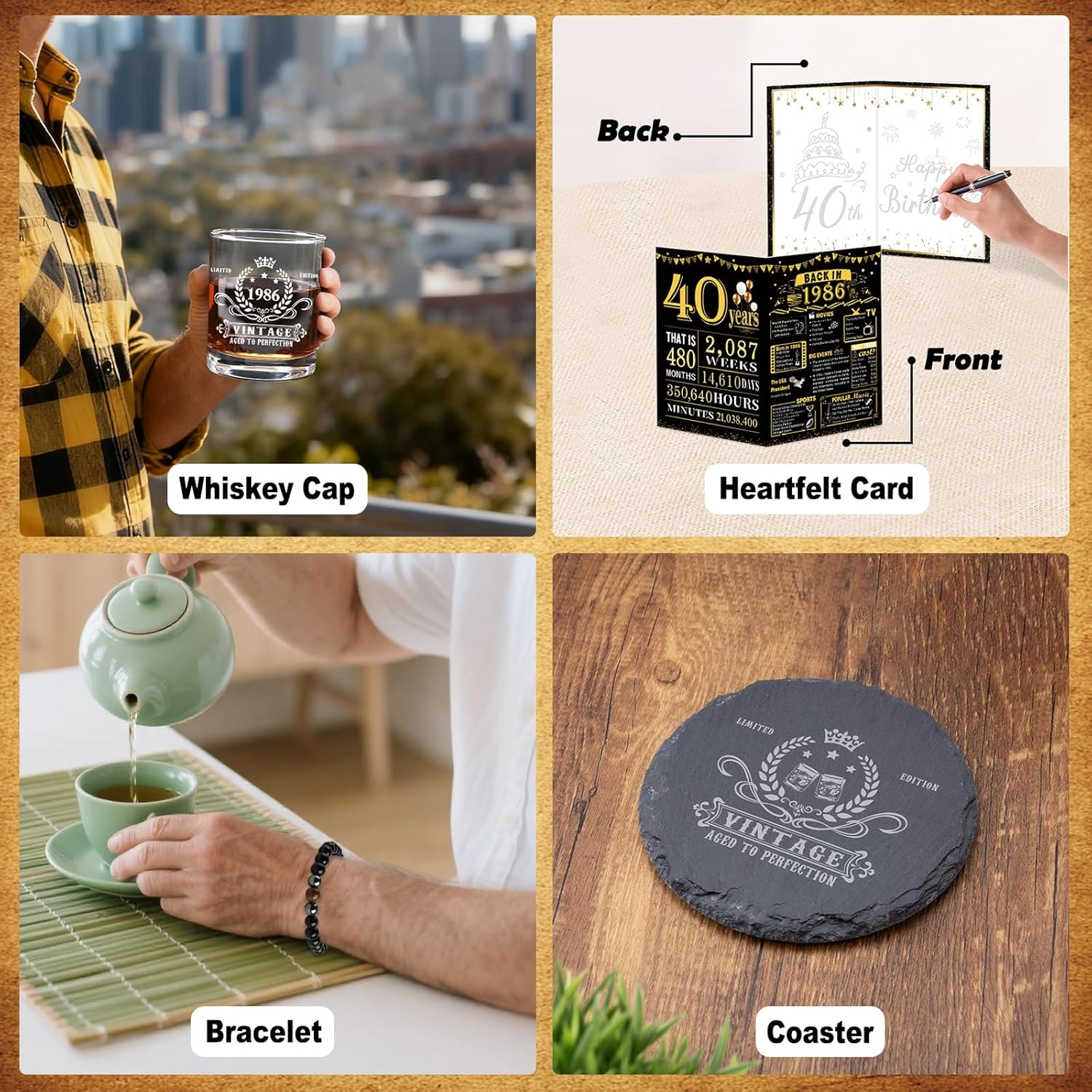 40th Birthday Gifts for Men, Unique Gift Ideas for 40th Birthday Men Who Have Everything, 1986 40 Year Old Birthday Gift Baskets for Man Whiskey Glass Baseball Cap Socks Toilet Paper - Image 7