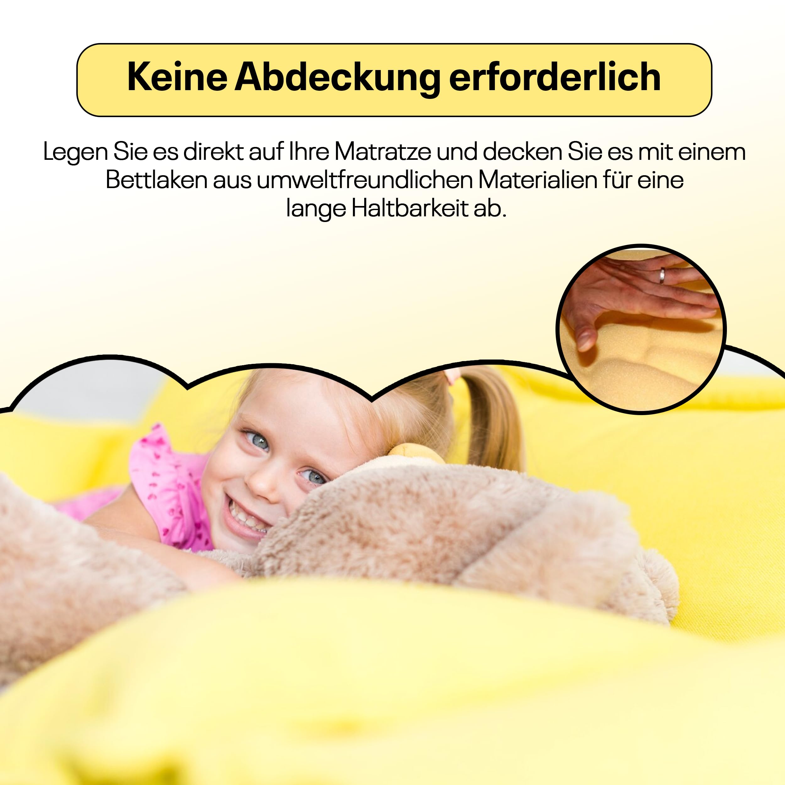 Viscoelastischer Matratzen-Topper 80x160 cm | Kindermatratze Schaumstoffauflage | Orthopädisch, thermoelastisch | Matratzenschoner für besseren Schlaf und optimalen Liegekomfort