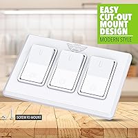 Vista 4 de Leisure LED interruptor triple SPST de encendido/apagado moderno con tapa, de 12 voltios, para RV, remolque, cámper, con etiqueta adhesiva (blanco)