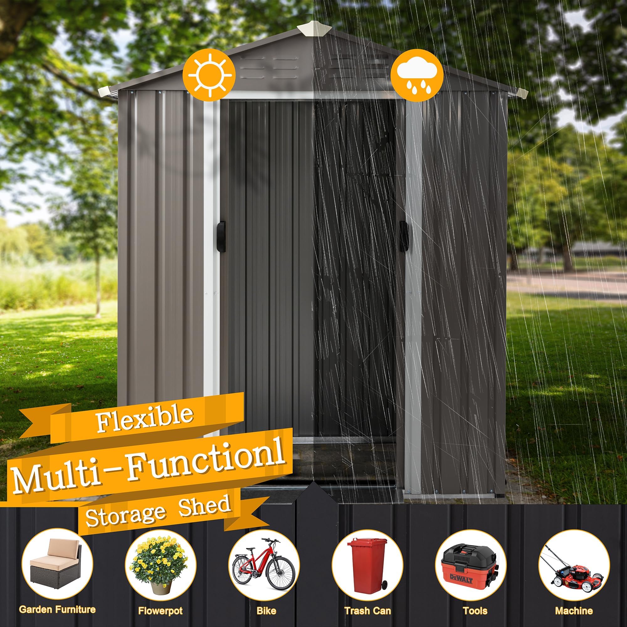 Snapklik.com : Shintenchi 5x3 FT Outdoor Storage Shed