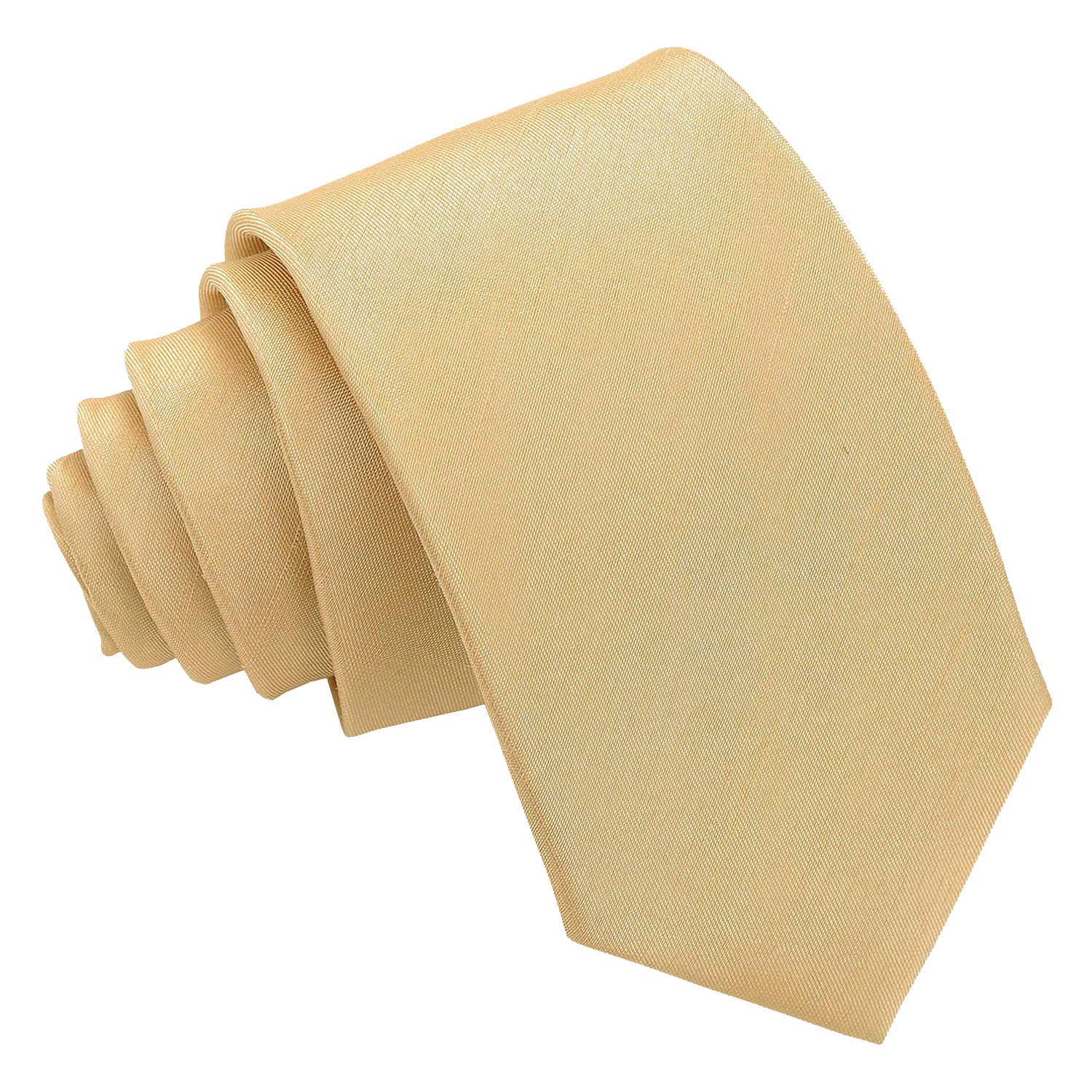 DQT Mens Plain Shantung Tie – 7cm Slim Necktie for Wedding Business & Formal Wear - Gold