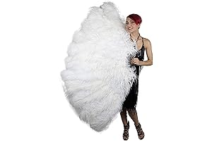ZUCKER Extra Large Prime Ostrich Feather Fan for Burlesque and Theatrical Performances