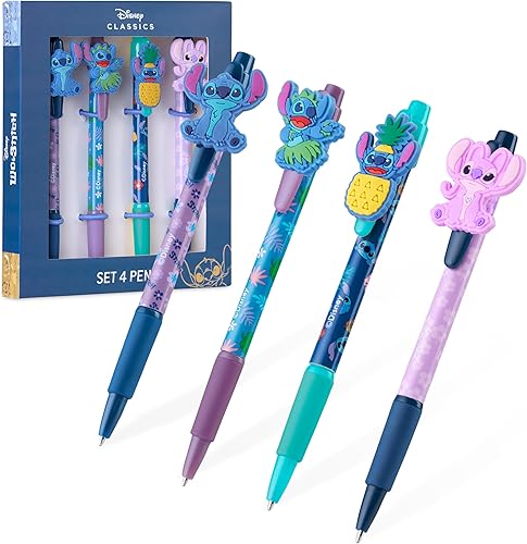Disney Bolígrafos 4 bonitos bolígrafos con adorables puntadas, bonitos bolígrafos para diario, dibujo o trabajo escolar, bonitos bolígrafos para