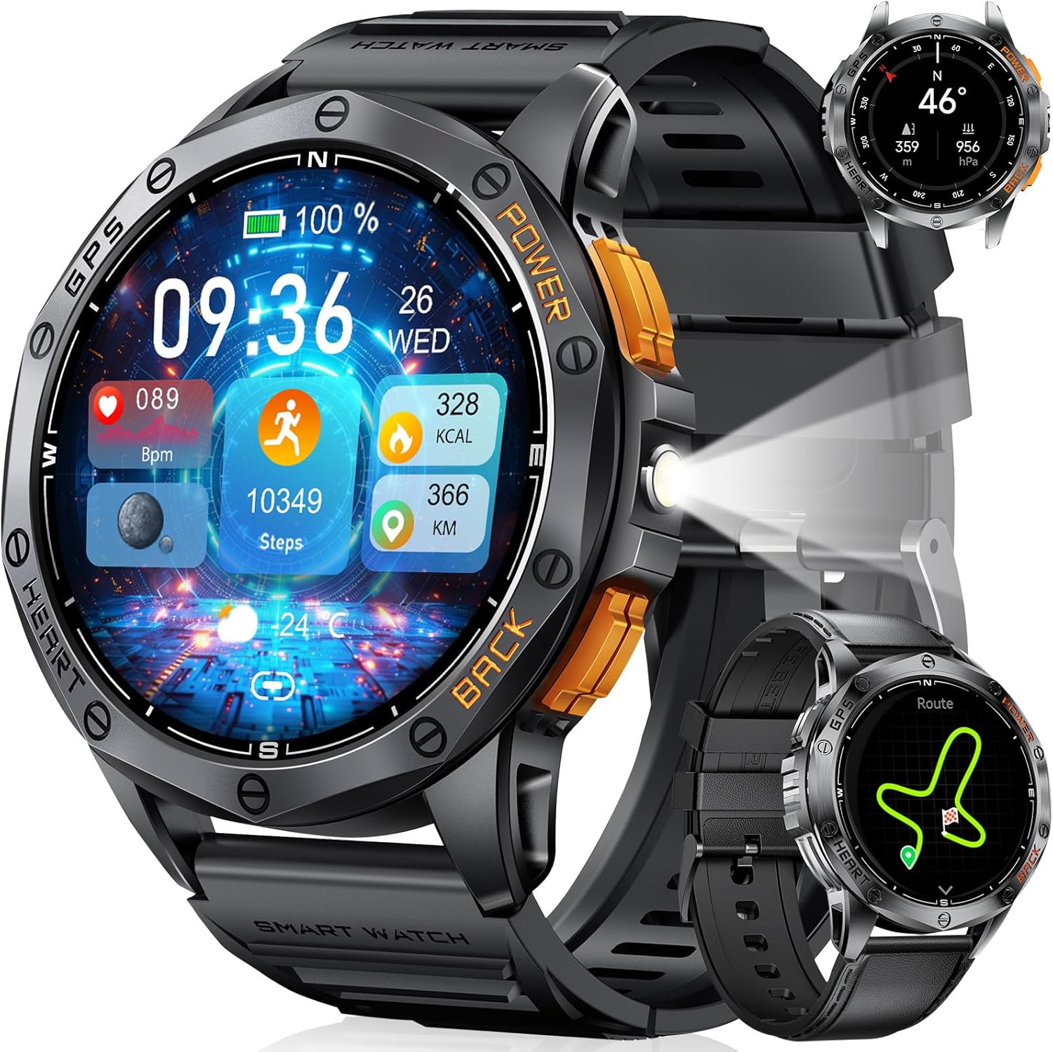 GPS Men Smart Watch with Compass LED Flashlight 1.43″AMOLED Smartwatch for Men Bluetooth Call for An… GPS Men Smart Watch with Compass LED Flashlight 1.43″AMOLED Smartwatch for Men Bluetooth Call for An…