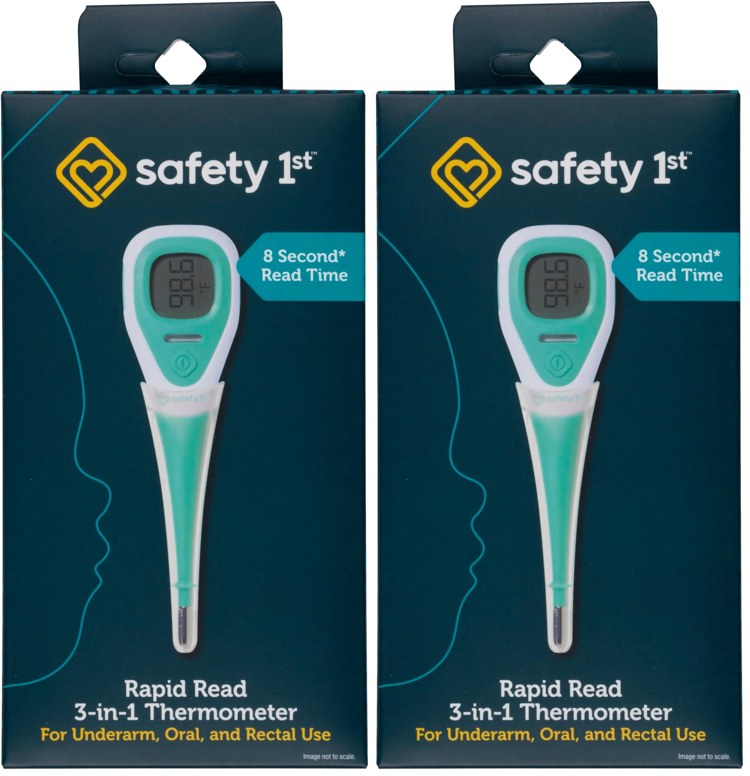 Safety 1st Rapid Read 3-in-1 Thermometer, Aqua, One Size (Pack of 2)