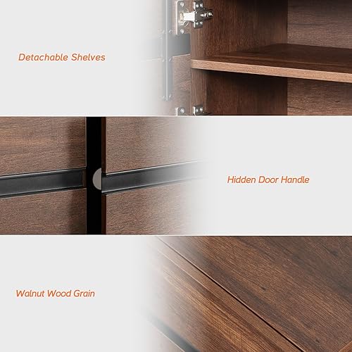 Miniatura 4 de WAMPAT Moderno soporte de TV para centro de entretenimiento de TV de hasta 75 pulgadas, consola de TV con armarios de almacenamiento, consola