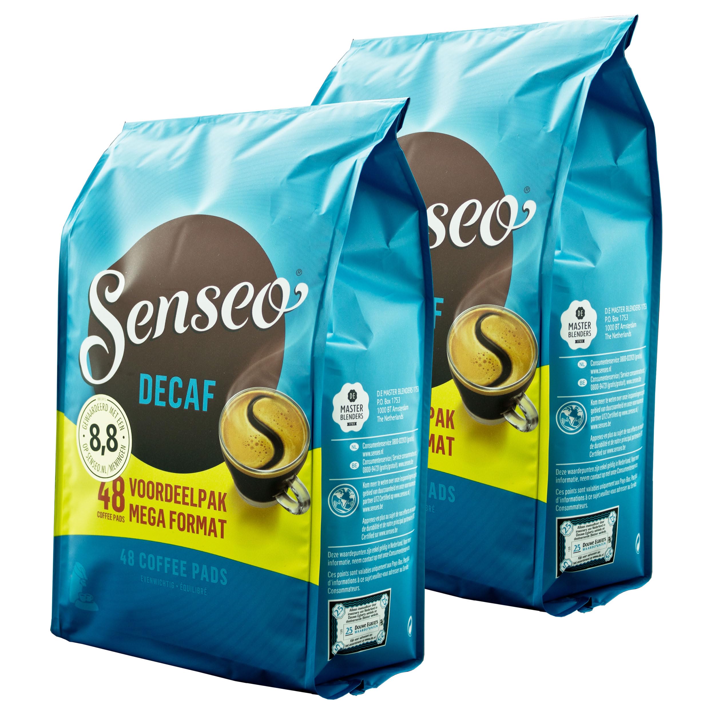 Dosettes senseo flavorName boîtes décaféiné, décaféiné, profond, intense aroma & équilibrée, café pour dosettes kaffepadmaschinen 96