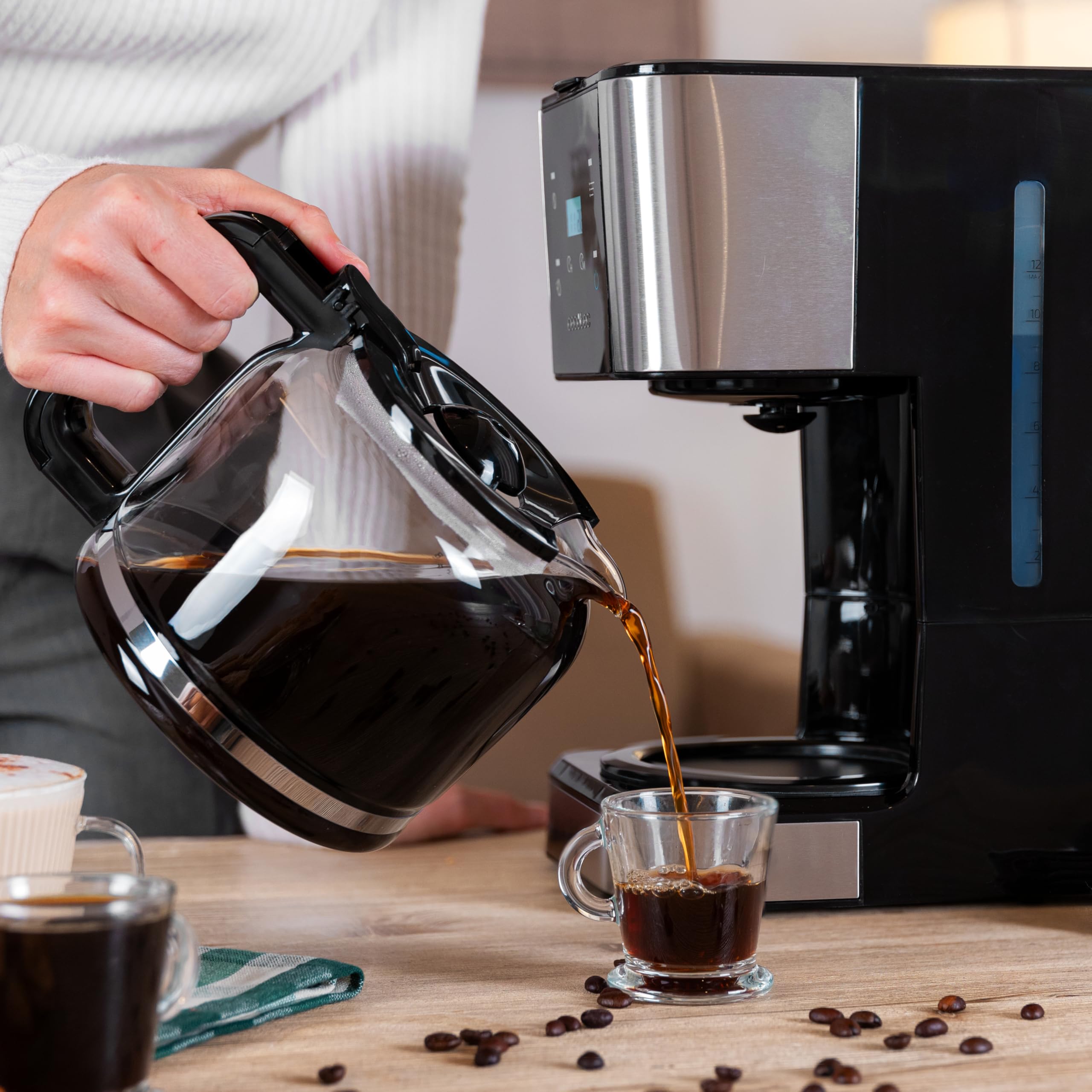 Cecotec Macchina Caffè Americano - Caffettiera a Goccia Coffee 66 Drop & Touch. 950 W, 1,5 L, 12 Tazze, Pannello tattile, Caraffa in vetro, Timer 24h, 6 interruttori, Filtro a rete riutilizzabile