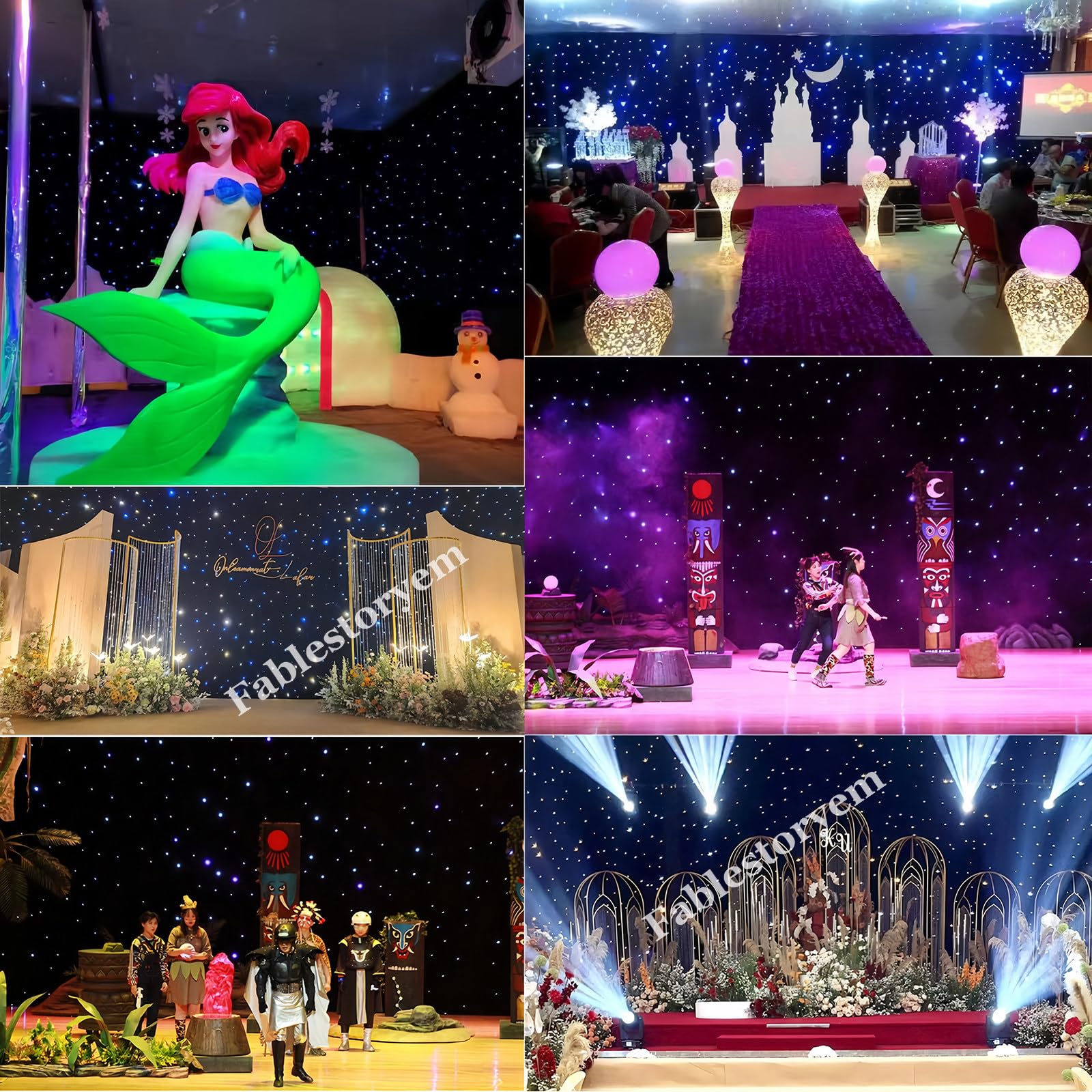 LED-Stern-Lichtvorhang-Hintergrund für Hochzeits- und DJ-Events, steuerbarer Stoffhintergrund, 3 x 4 m, Bühnendekoration für Partys und Clubs
