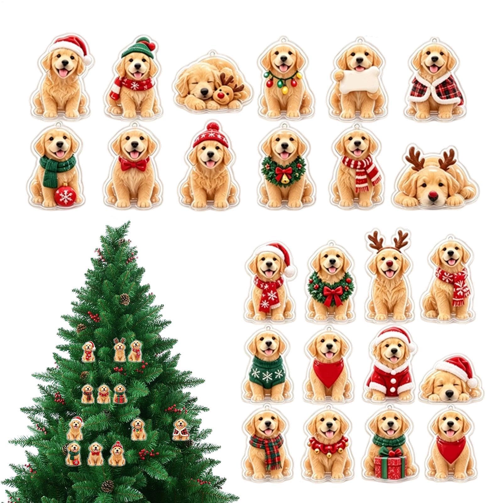 Calendario natalizio 2D in acrilico a forma di cane, decorazione da