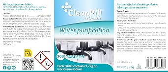 Water purification Tablets – 300 Tablets – Suitable for Human Consumption, eliminate Viruses, Bacteria and Other Harmful Microorganisms