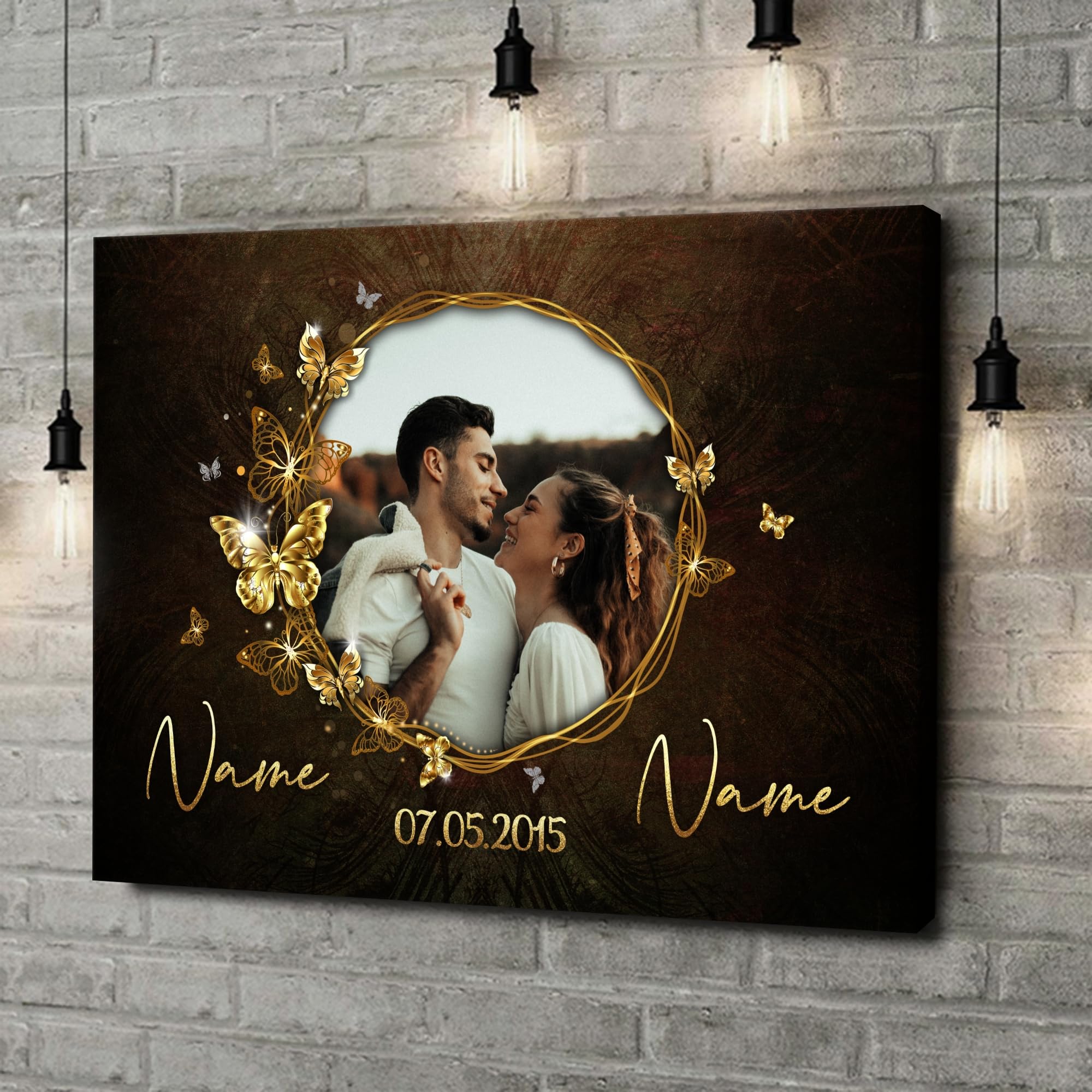 Liebesleinwand Personalisiertes Foto-Leinwandbild gestalten | Spiegel der Liebe | Geschenk zum Jahrestag, Hochzeitstag, Verlobung, Hochzeit | Leinwandbild gestalten mit Foto, Namen und Datum