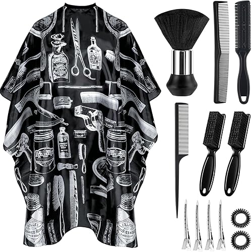 Barber Cape 13Pcs with Neck Duster Brush Adjustable, Extra Long Hair Cutting Cape 63" x 55" Profesional Barber Accessories for Men/Adults/Barber/Salon/Clients/Home/Women/Kids