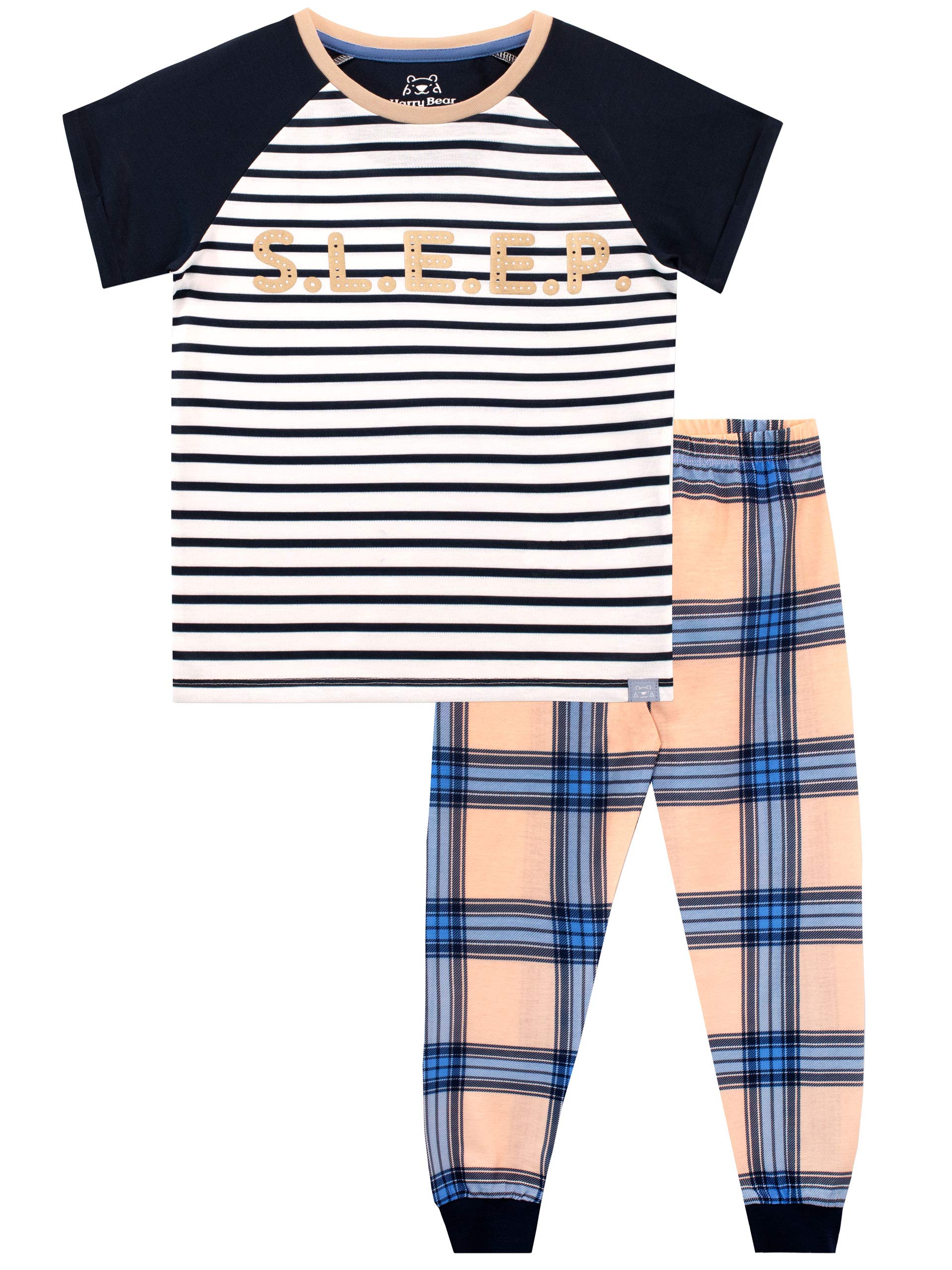 Harry Bear Girls Blue Pyjama Set - Sleep Stripe Pattern - 8-9 Years