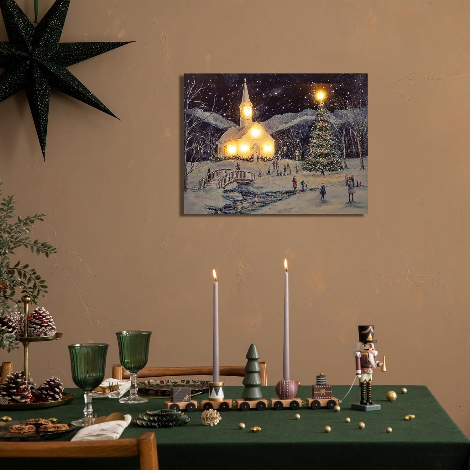 Northlight LED Lighted Snow Covered Church Christmas Wall Art - 12" x 15.75"