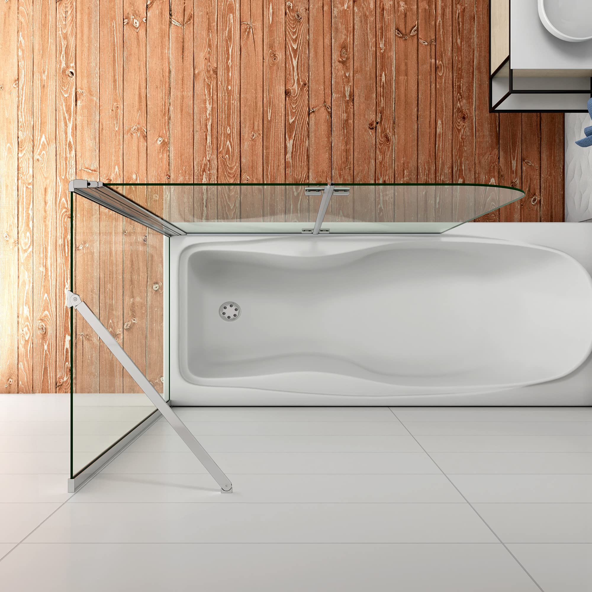 120x140cm Parete Doccia Sopravasca Angolare 2 Ante Pieghevoli con Parete Laterale 70cm Vetro Temperato 6 mm Trasparente Anticalcare Cromato Lucido