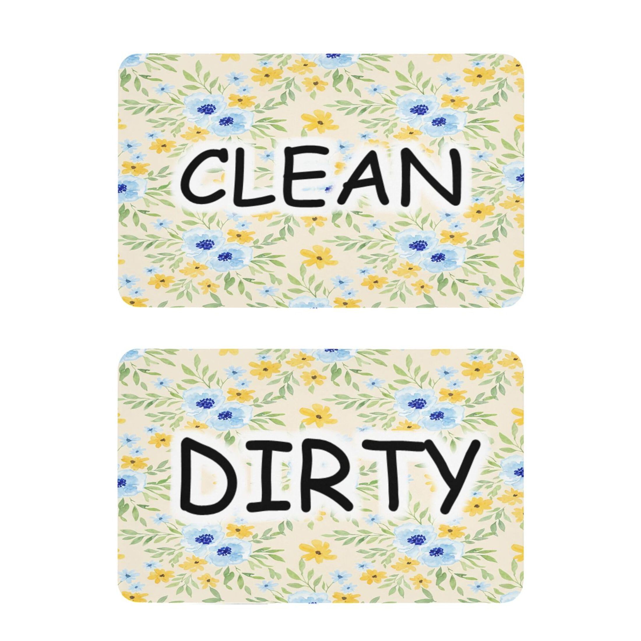 Kutsu Dishwasher Magnet Clean Dirty Sign Indicator, Flowers Fridge Magnet, Easy to Read, 2 Pack