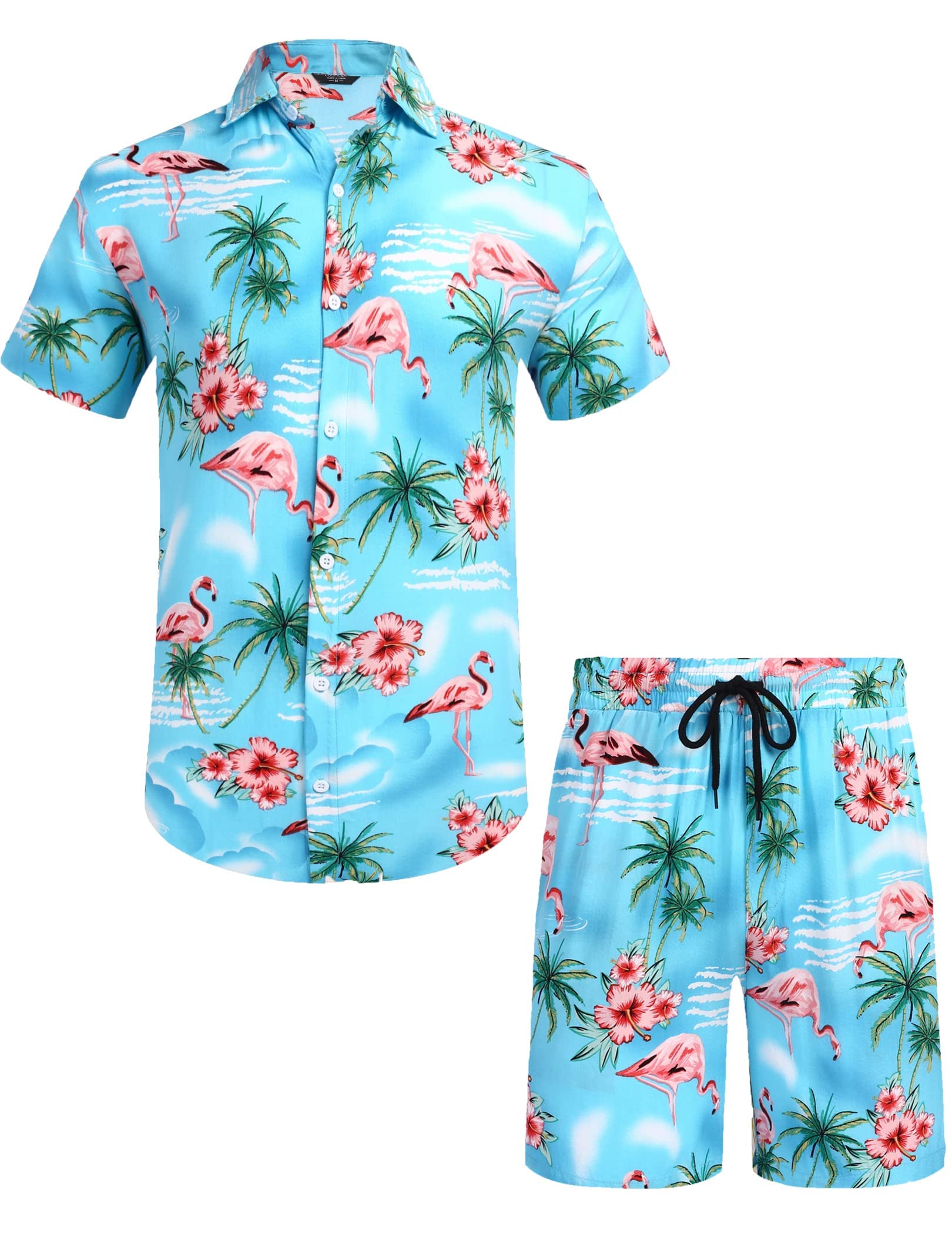 COOFANDY Camisa floral hawaiana para hombre, camisa informal de manga corta con botones