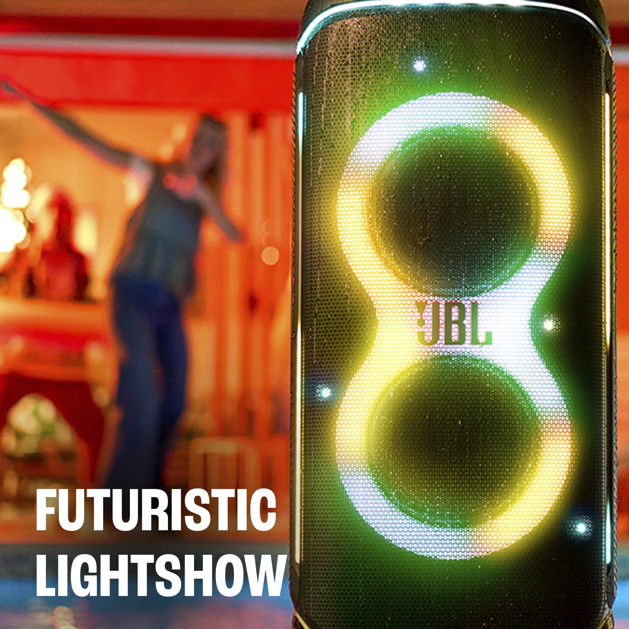 JBL PartyBox 720 - Loudest Battery-Powered Party Speaker with Superior Pro Sound and a Futuristic lightshow, Up to 15 Hours Playtime & IPX4 Splash Proof (Black)