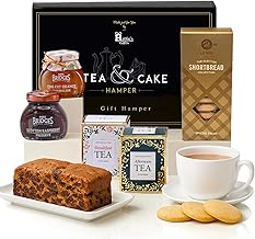 Hattie's Gifts Christmas Food Hamper Afternoon Tea Gift – English Tea Selection, Spiced Fruit Shortbread, Fruit Cake & Preserves – Luxury Hampers & Gourmet Gifts for Men and Women