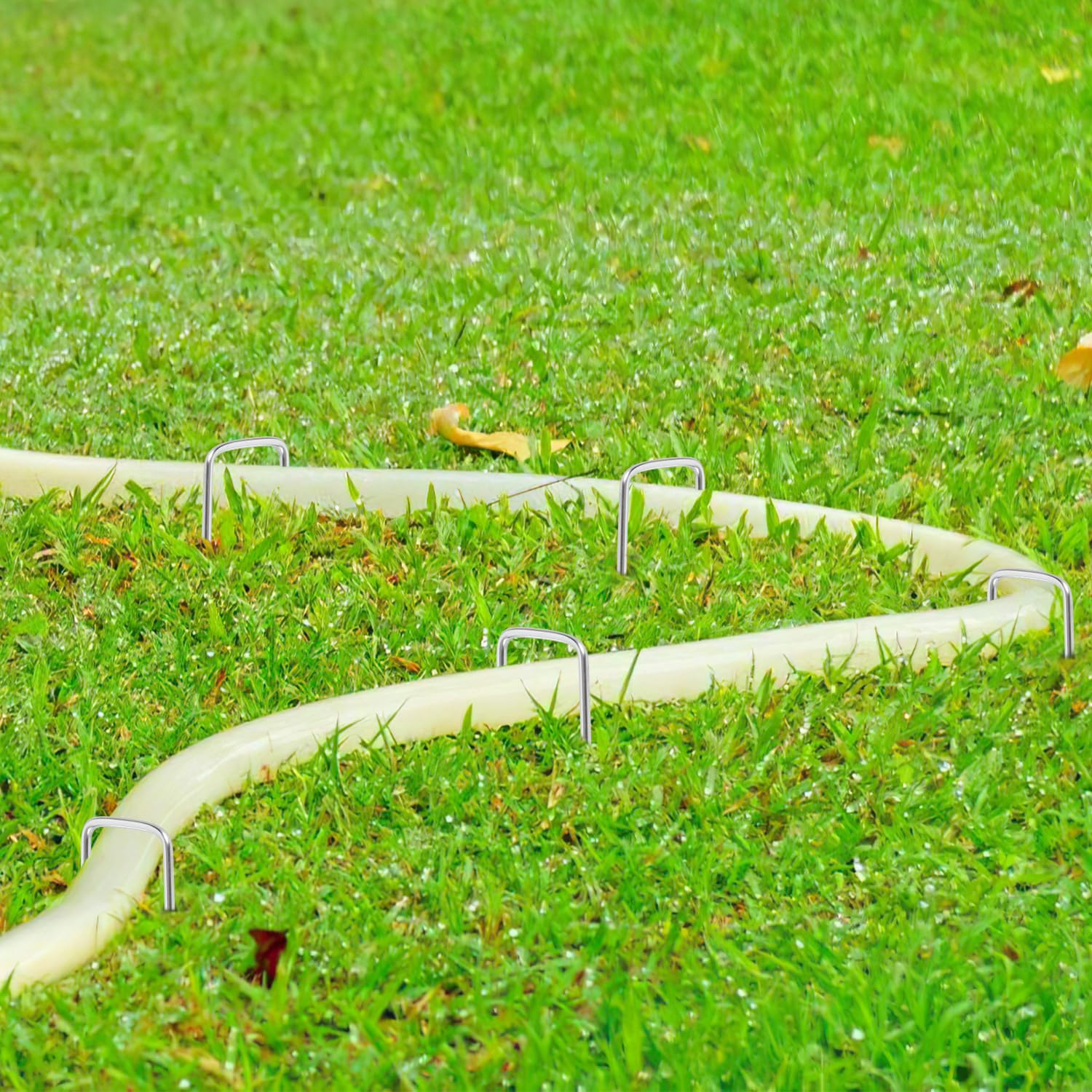 Lot de 300 piquets d'ancrage au sol en acier galvanisé - Pour toile anti-mauvaises herbes, non-tissé de jardin, clôture, jardin (150 x 25 mm - Ø 2,8 mm)