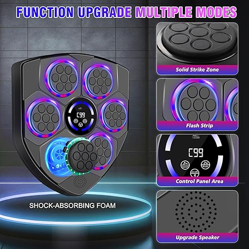 Miniatura 3 de Smart Music Boxing Machine for Adults and Kids, Bluetooth Boxing Equipment with Boxing Gloves, Wall Mounted Electronic Punching Machine for Home Gym