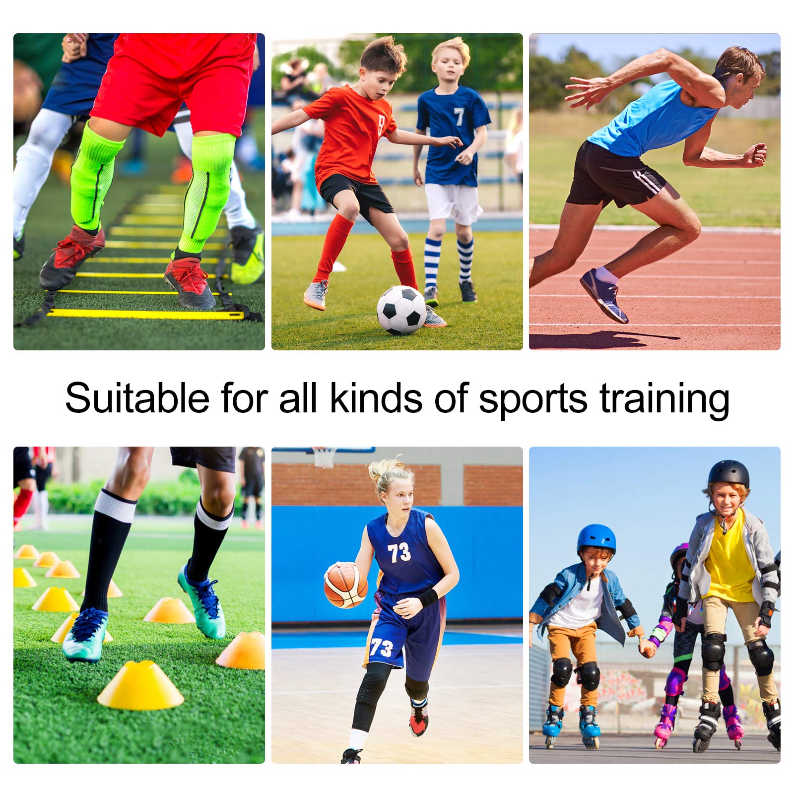 Set di Allenamento per velocità e agilità, 6M Scala Agilità Scaletta Set, Kit di allenamento per l'agilità della velocità per Allenamento Fitness Training, Calcio, Pallacanestro