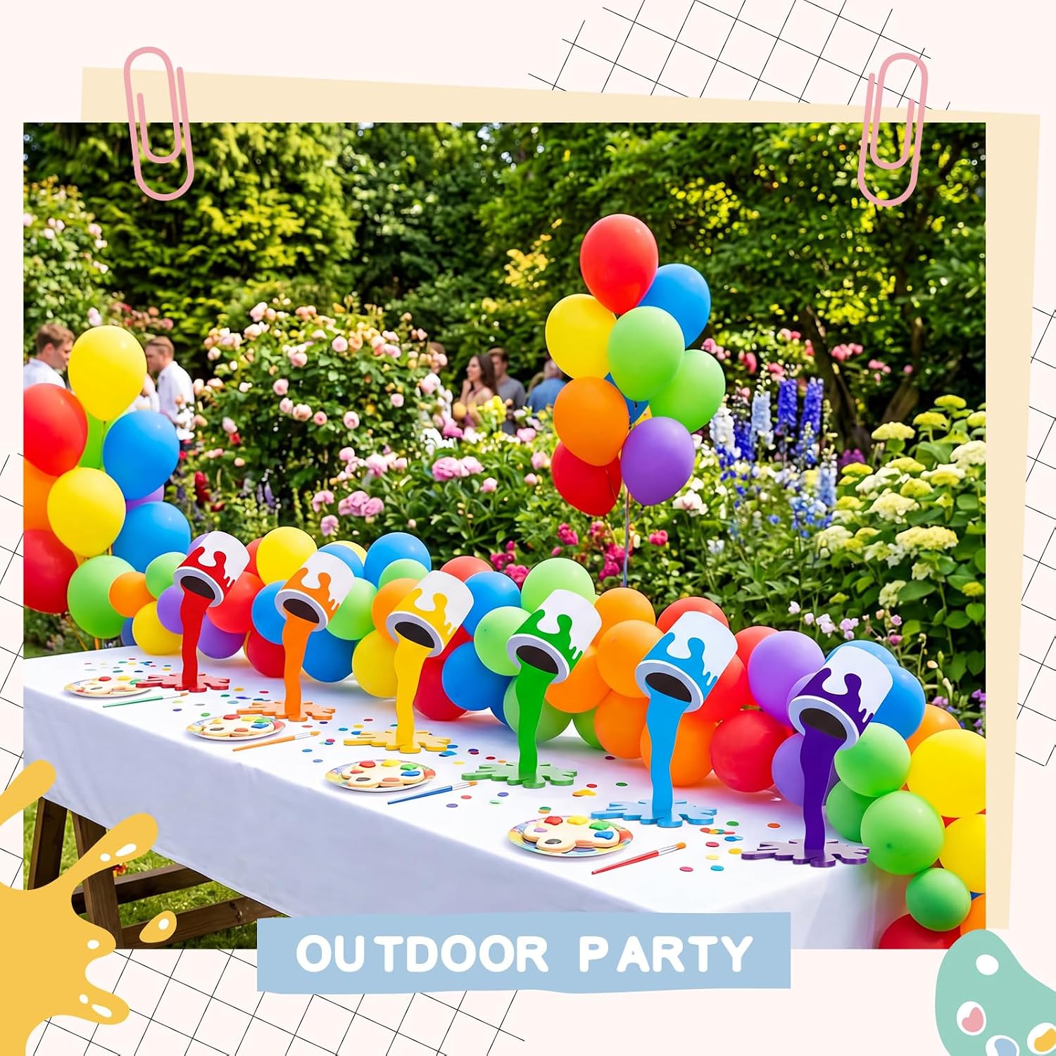 Amyhill 6 Pcs Art Paint Party Decorations Wooden Paint Bucket Centerpieces Table Sign Colorful Art Splatter Party Decorations for Back to School Birthday Table Decor Artist Baby Shower Supplies