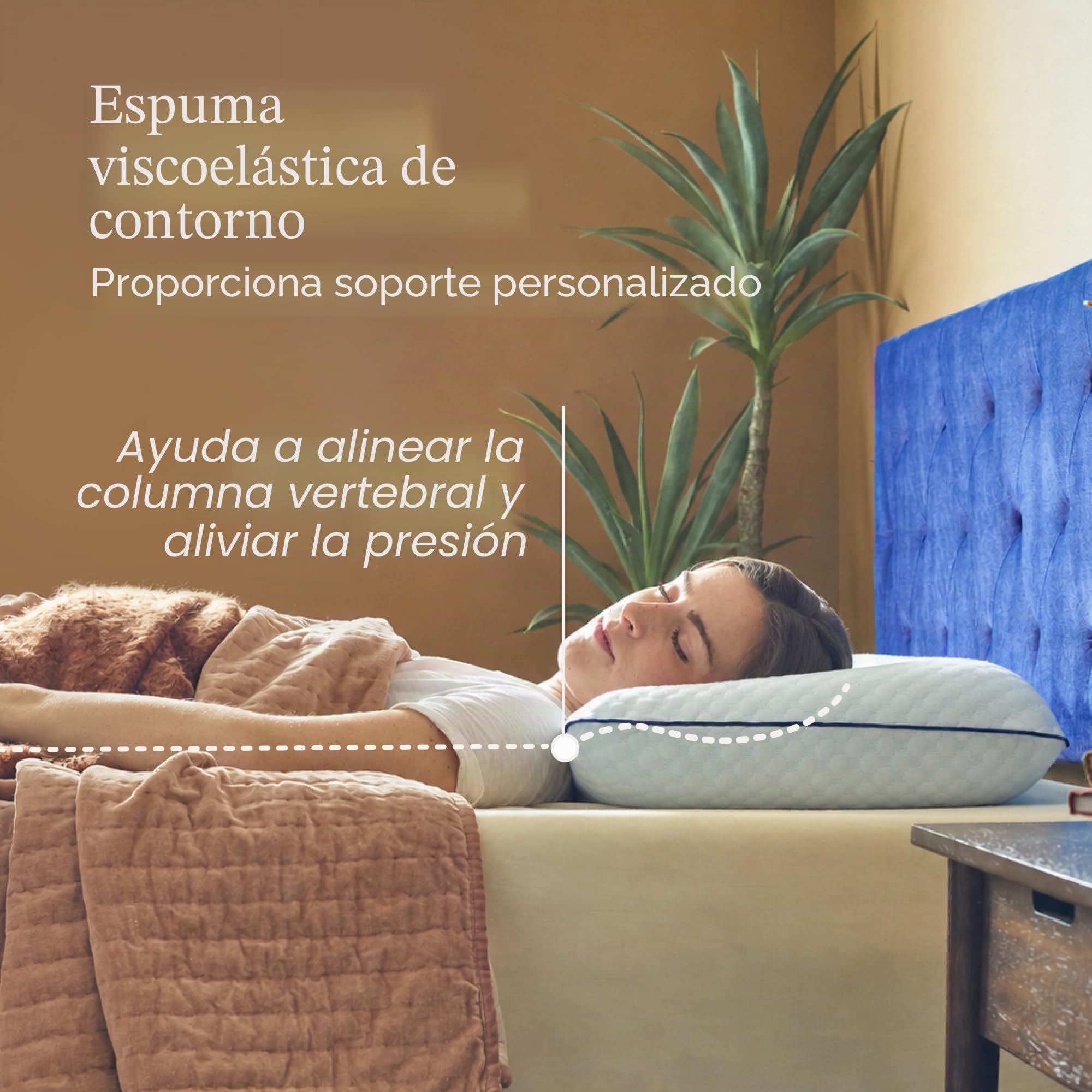 Lucid Weekender Almohada viscoelástica con partículas de Gel, Transpirable y refrescante, Funda Lavable