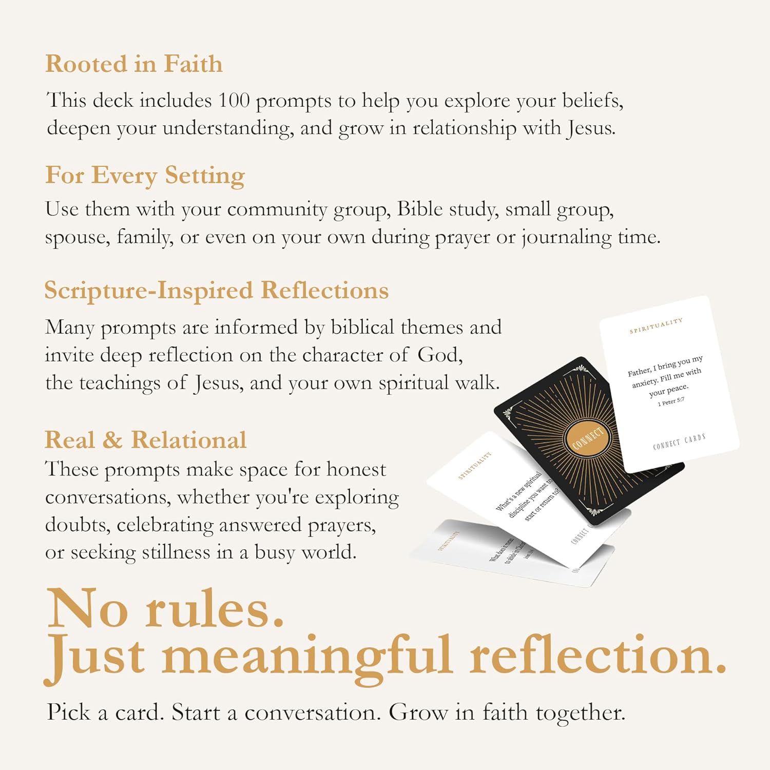 Connect Cards Spirituality Edition - Christian Conversation Starter Cards - Meaningful, Faith-Centered Prompts for Small Groups, Couples, Families, Devotionals and Bible Study