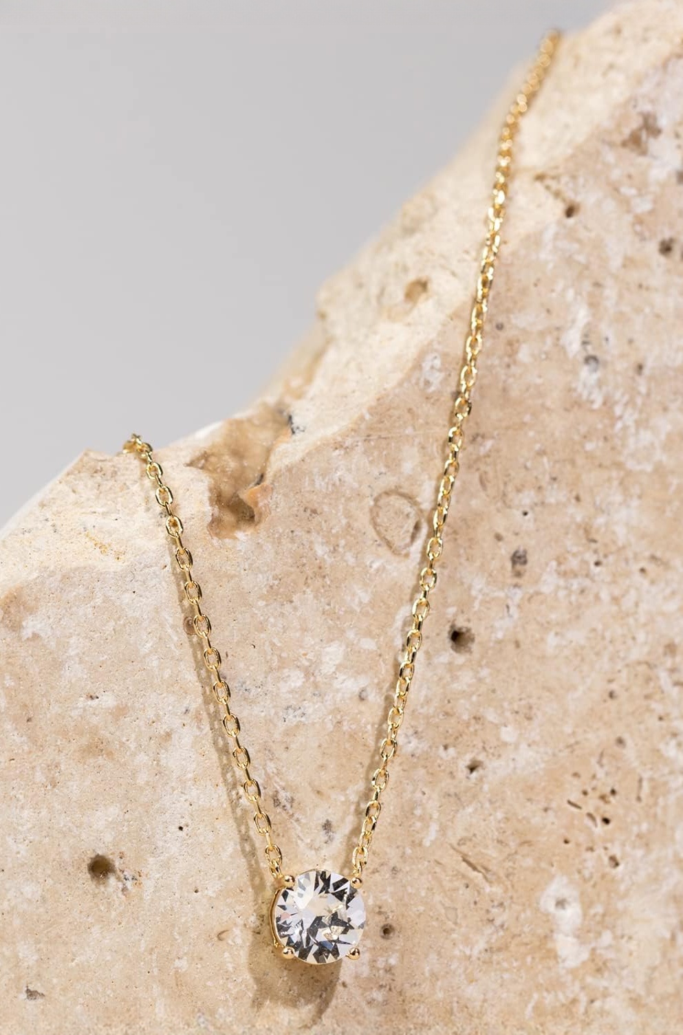 14K Gold Plated Swarovski Crystal Solitaire 1.5 Carat (7.3mm) CZ Dainty Choker Necklace | Gold Necklaces for Women