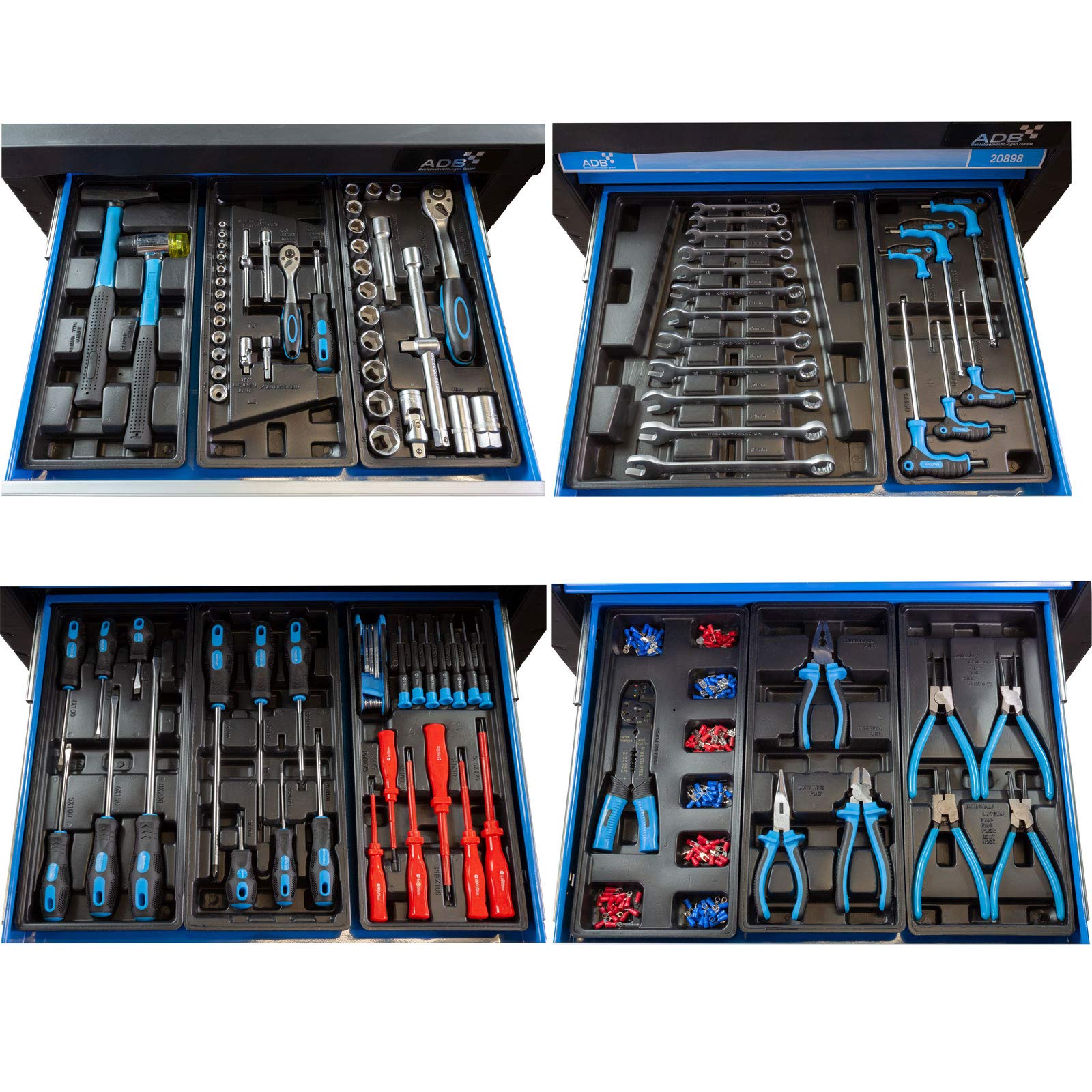 ADB - Chariot à outils "RAPTOR" avec roues et outils, 262 pièces