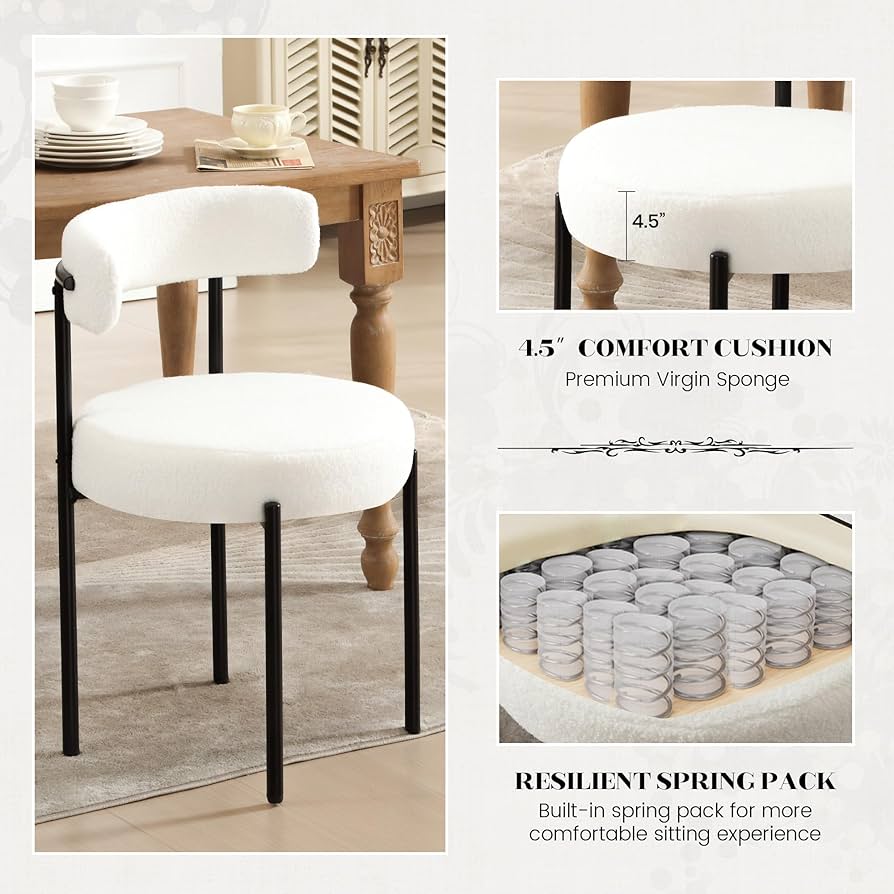 Amazon.com - jonpony Dining Chairs Set of 4, White Boucle